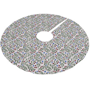 Jupon De Sapin En Polyester Brossé Baies de Noël, à motif