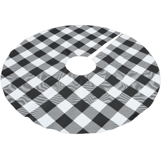 Jupon De Sapin En Polyester Brossé Balle noir et blanc rustique à contrôle Plaid (Angle)
