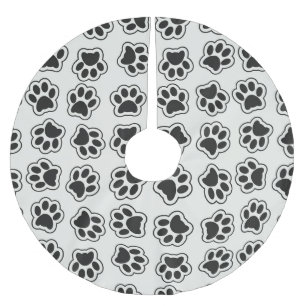 Jupon De Sapin En Polyester Brossé Balles noires, Paws de chien, Paws de chat, Plan