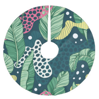 Jupon De Sapin En Polyester Brossé Banana feuilles abstraits, couleurs tendance