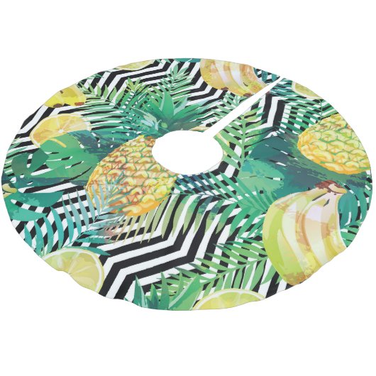 Jupon De Sapin En Polyester Brossé Bananes exotiques citrons Tropical sans joint (Angle)