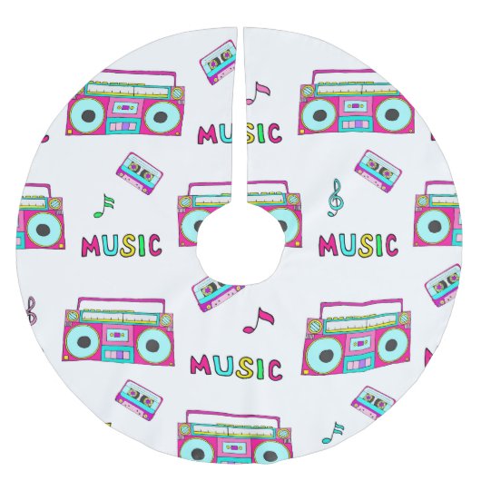 Jupon De Sapin En Polyester Brossé Bande enregistreuse rétro sans couture (Devant)