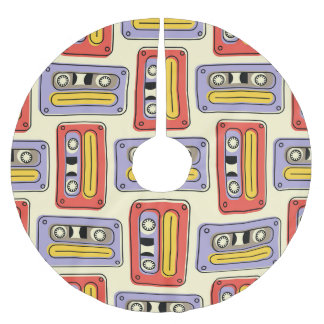 Jupon De Sapin En Polyester Brossé Bandes cassettes rétro : motif sans soudure.