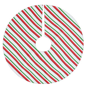 Jupon De Sapin En Polyester Brossé Bandes de sucre de canne - rouge et vert