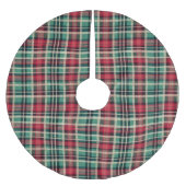 Jupon De Sapin En Polyester Brossé Bandes Plaid Vert Crème Rouge (Devant)