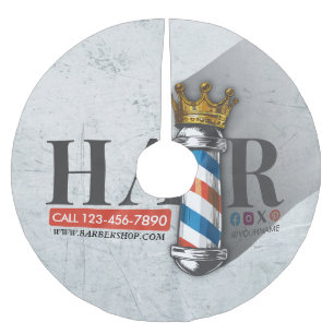Jupon De Sapin En Polyester Brossé Barber Hair Shop King Crown Barber Pole Hair Salon