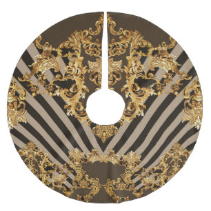 Jupon De Sapin En Polyester Brossé Baroque d'or : conception motif géométrique