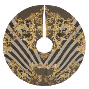 Jupon De Sapin En Polyester Brossé Baroque d'or : conception motif géométrique
