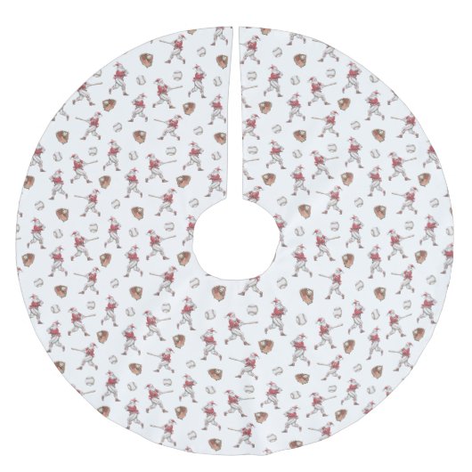 Jupon De Sapin En Polyester Brossé Baseball Santa Christmas Pattern (Devant)