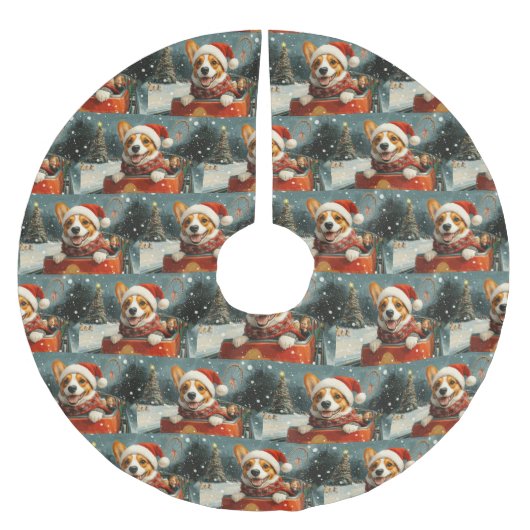 Jupon De Sapin En Polyester Brossé Basenji Dog Roller Dessous de verre Noël (Devant)