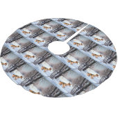 Jupon De Sapin En Polyester Brossé Basenji Laisser neiger Noël (Angle)