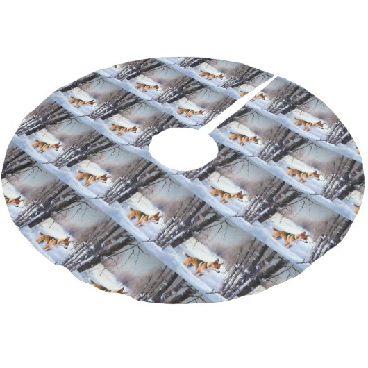 Jupon De Sapin En Polyester Brossé Basenji Laisser neiger Noël (Angle)