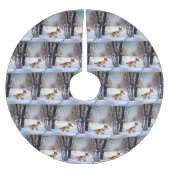 Jupon De Sapin En Polyester Brossé Basenji Laisser neiger Noël (Devant)