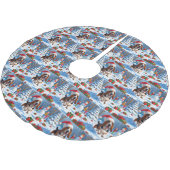 Jupon De Sapin En Polyester Brossé Basset Hound Festive de Noël Scène de neige (Angle)