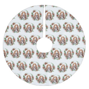 Jupon De Sapin En Polyester Brossé Basset Hound Festive Wreath de Noël Pup