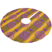 Jupon De Sapin En Polyester Brossé Baubles violets à Noël d'or (Angle)