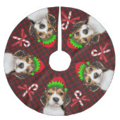 Jupon De Sapin En Polyester Brossé Beagle Dog Elves Sucres de canne Buffalo Plaid (Devant)