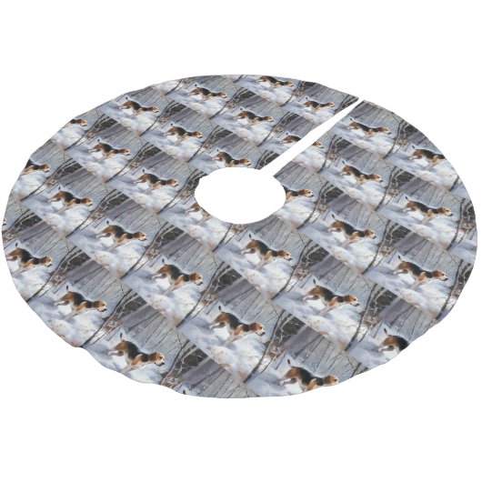 Jupon De Sapin En Polyester Brossé Beagle Laisser Neige Noël (Angle)