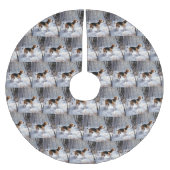 Jupon De Sapin En Polyester Brossé Beagle Laisser Neige Noël (Devant)