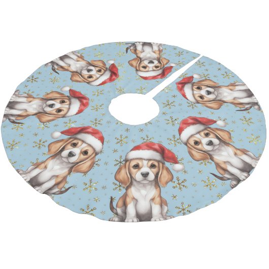 Jupon De Sapin En Polyester Brossé Beagle Parties scintillant or Snowflake (Angle)