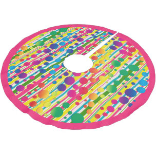 Jupon De Sapin En Polyester Brossé [Beatnik Bubbles] Polka rétro Point rayé rose