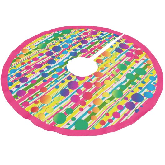 Jupon De Sapin En Polyester Brossé [Beatnik Bubbles] Polka rétro Point rayé rose (Angle)