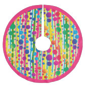 Jupon De Sapin En Polyester Brossé [Beatnik Bubbles] Polka rétro Point rayé rose (Devant)