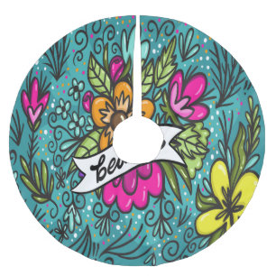 Jupon De Sapin En Polyester Brossé Beauté de l'oreiller avec fleurs