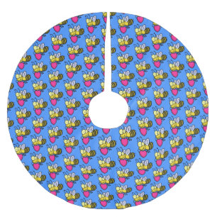 Jupon De Sapin En Polyester Brossé Belle abeille drôle avec dessin animé du coeur
