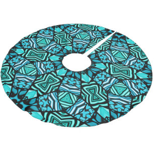 Jupon De Sapin En Polyester Brossé Belle mosaïque artistique ethnique turquoise aqua