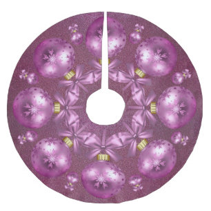 Jupon De Sapin En Polyester Brossé Belle Parties scintillant d'ornements roses