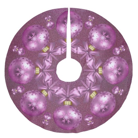 Jupon De Sapin En Polyester Brossé Belle Parties scintillant d'ornements roses (Devant)