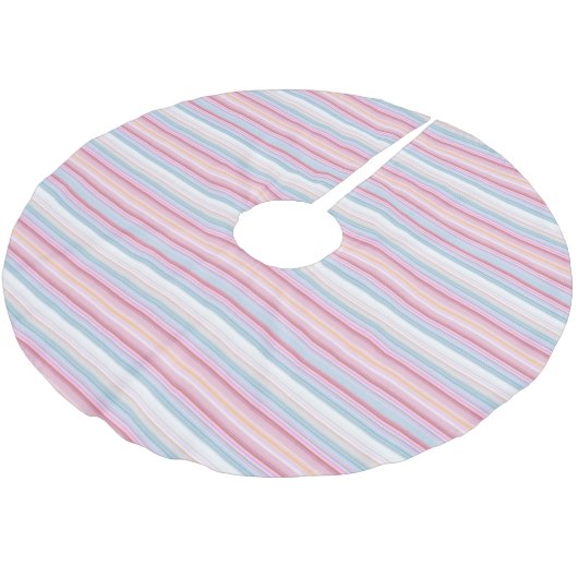 Jupon De Sapin En Polyester Brossé Belles rayures roses blanches (Angle)