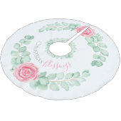 Jupon De Sapin En Polyester Brossé Bénédiction de Noël Eucalyptus floral Aquarelle (Angle)