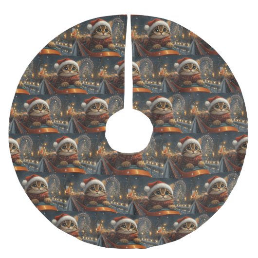 Jupon De Sapin En Polyester Brossé Bengale Roller Dessous de verre Noël (Devant)