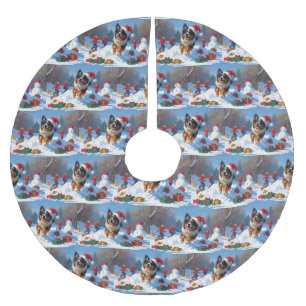 Jupon De Sapin En Polyester Brossé Berger belge Scène de neige festive de Noël