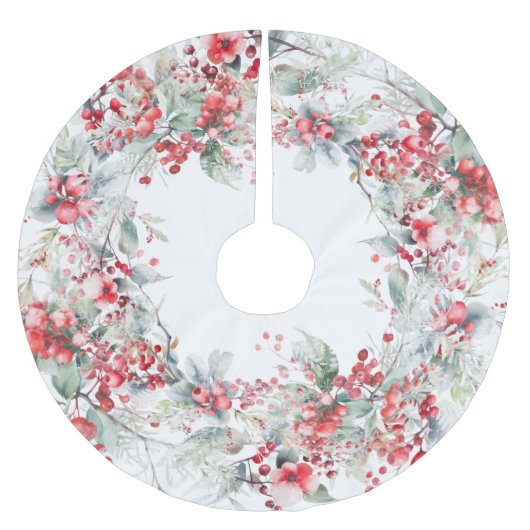 Jupon De Sapin En Polyester Brossé Berries de vacances classiques (Devant)