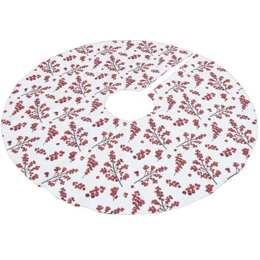 Jupon De Sapin En Polyester Brossé Berries rouges Holly illustrées (Angle)