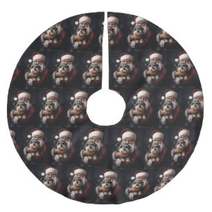 Jupon De Sapin En Polyester Brossé Biewer Terrier Avec Noël Festif Du Père Noël