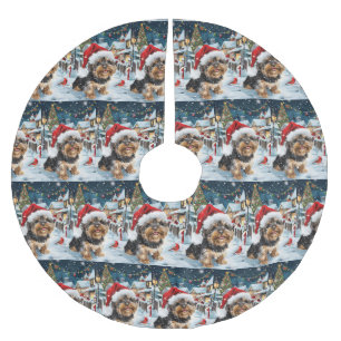 Jupon De Sapin En Polyester Brossé Biewer Terrier Chien Winter Wonderland Noël Joie