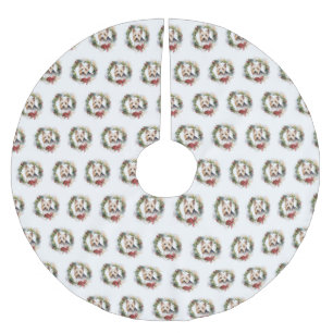 Jupon De Sapin En Polyester Brossé Biewer Terrier Noël Wreath Festive Pup