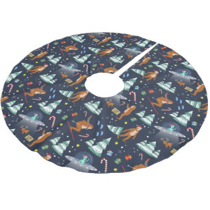 Jupon De Sapin En Polyester Brossé Big Foot, Aliens, & Reindeer Sci-Fi Noël