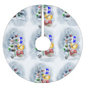 Jupon De Sapin En Polyester Brossé Billard Ball Snowman Noël (Devant)