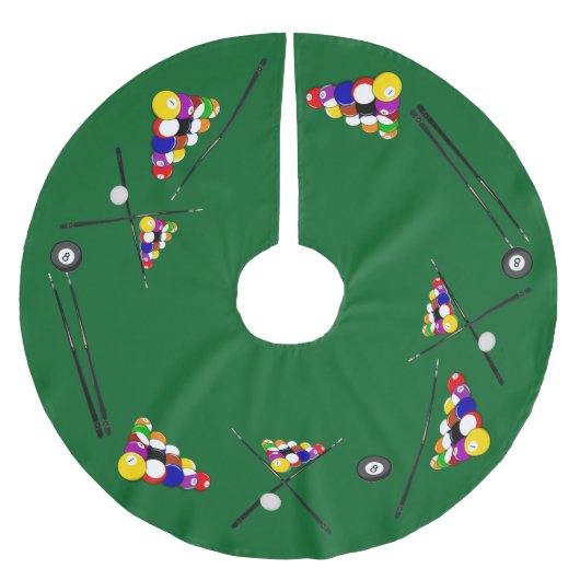 Jupon De Sapin En Polyester Brossé Billiards Pool Cues Noël (Devant)