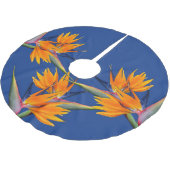 Jupon De Sapin En Polyester Brossé Bird of Paradise Flowers Navy Blue Tree Jupe (Angle)