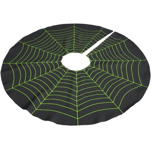 Jupon De Sapin En Polyester Brossé Black neon vert toile d'araignée Halloween motif (Angle)