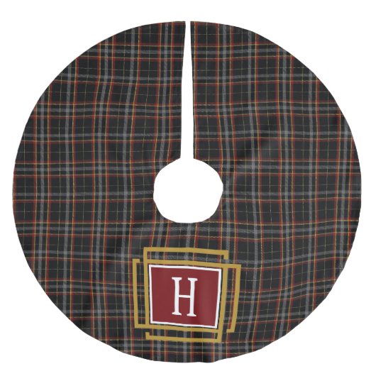 Jupon De Sapin En Polyester Brossé Black Red and yellow Tartan Monogram (Devant)