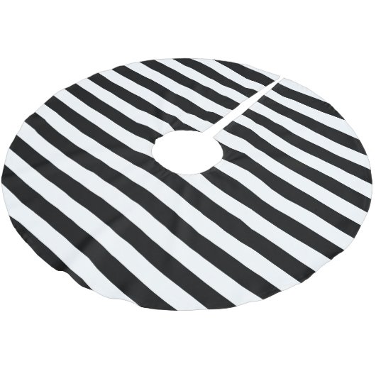 Jupon De Sapin En Polyester Brossé Black White Parallel Strips Noël (Angle)
