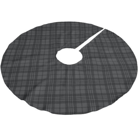 Jupon De Sapin En Polyester Brossé Black white tartan Noël plaid vacances hiver (Angle)