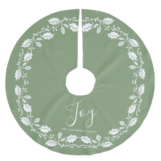 Jupon De Sapin En Polyester Brossé Blanc Noël Holly Joie Lumière Vert (Devant)